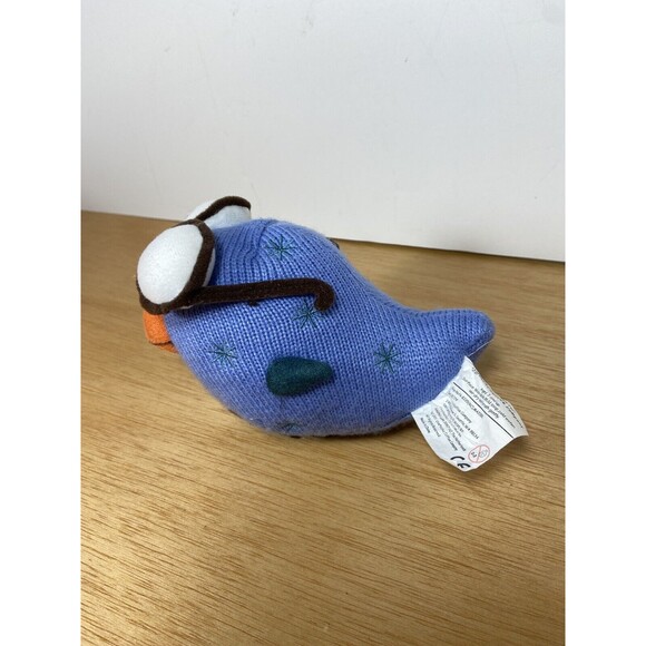 2007 Starbucks Coffee Stuffed Bird With Glasses Plush With Tags Blue 6 in - Picture 4 of 7